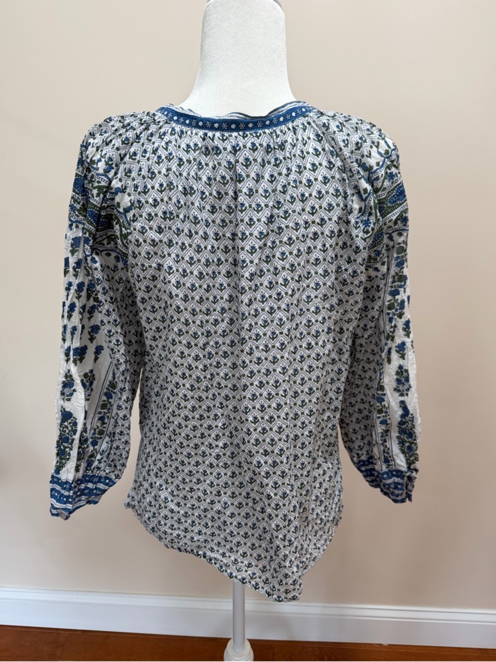 Emerson Fry India Collection Indigo Organic Raglan Sleeve Heritage Top Sz. L - Picture 5 of 6